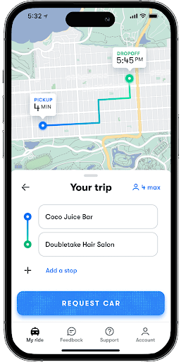 iPhone with the user interface for hailing a Waymo ride