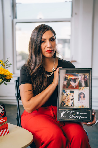 Lori honoring her niece, Bethany, who was killed in a street race