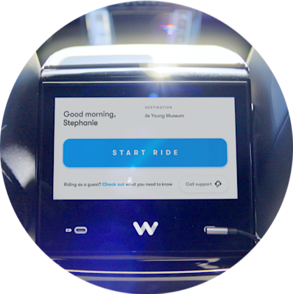 In-car screen for Waymo One riders