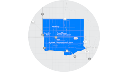 Waymo service territory in Phoenix as of December 2022